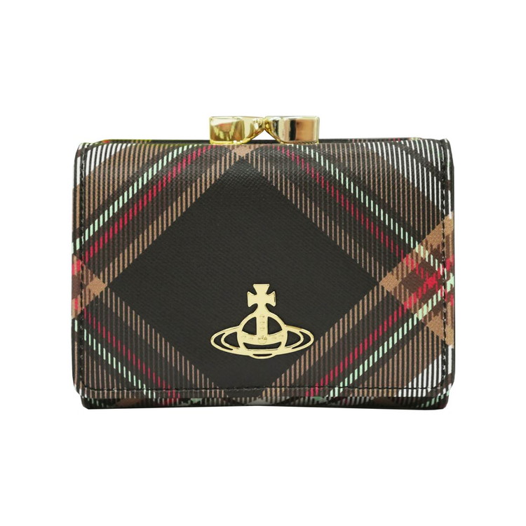 ヴィヴィアンウエストウッド 札入れ Vivienne Westwood DERBY 51010018U-S001K- 二つ折り札入れ(御釣りガマ口) BIOGREEN SAFFIANO PRINTED D101 TARTAN BROWN/BLACK(代引不可)【貨物輸送無料】 財布・ケース-メンズ財布-バッグ・小物・ブランド雑貨