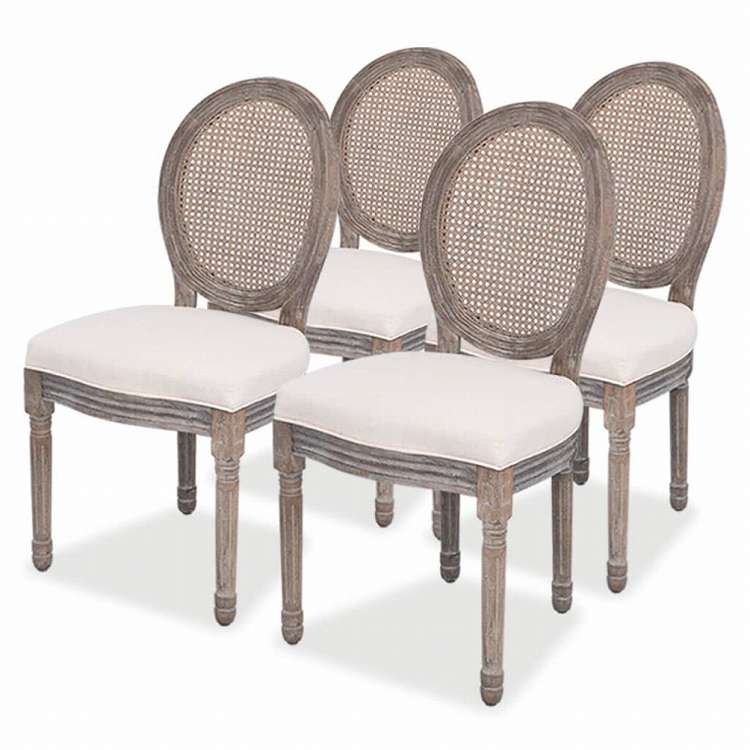 vidaXL ダイニングチェア 4点セット クリーム 布張り家具 チェア キッチン・ダイニングルームチェア(代引不可)