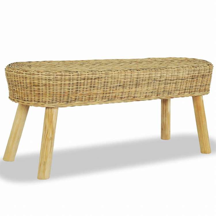 vidaXL ホールベンチ 110x35x45cm 天然籐製家具 ベンチ 倉庫・通路用ベンチ(代引不可)