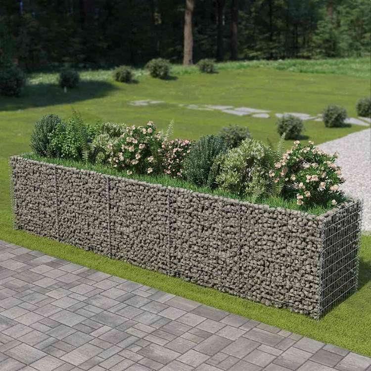vidaXL ガビオン レイズドベッド ジンクメッキ鋼製 450x90x100糎老人ホーム\u0026庭園 芝\u0026庭園 ガーデニング 鉢植え・プランター(代引不可)