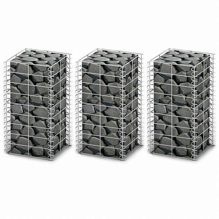 vidaXL ガビオン3点セット 亜鉛メッキ鋼線製 25x25x50cmハードウェア フェンス&バリア フェンスパネル(代引不可)