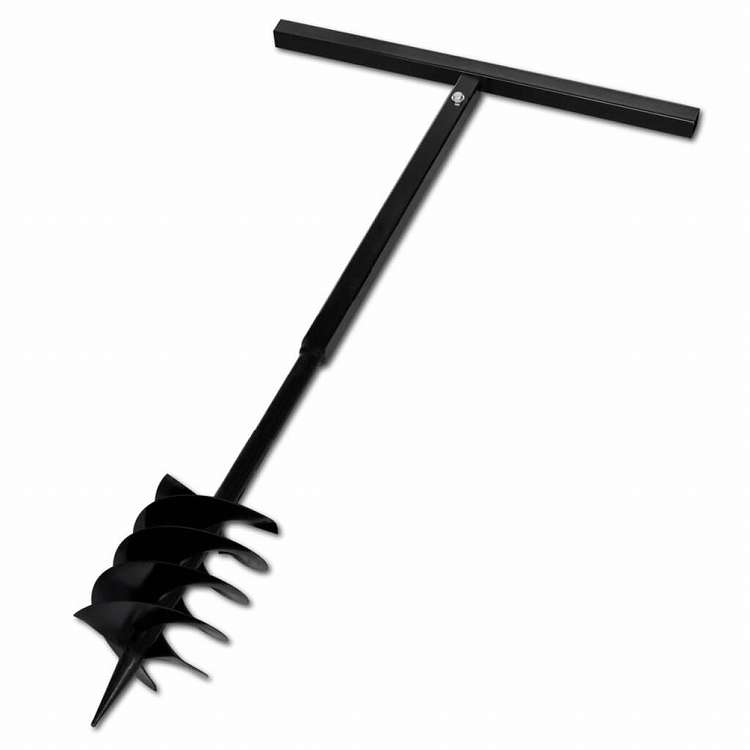 vidaXL 掘削ドリル アースオーガー用ビット 180mm トリプルスパイラル型 ハンドル付き スチール製 黒色ハードウェア ツール ドリル オーガードリル(代引不可)