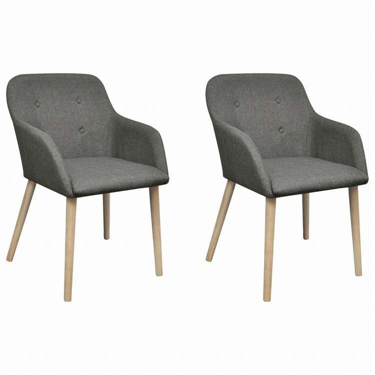 vidaXL ダイニングチェア 2点 ライトグレー 布&オーク無垢材家具 チェア キッチン・ダイニングルームチェア(代引不可)|リコメン堂ホームライフ館