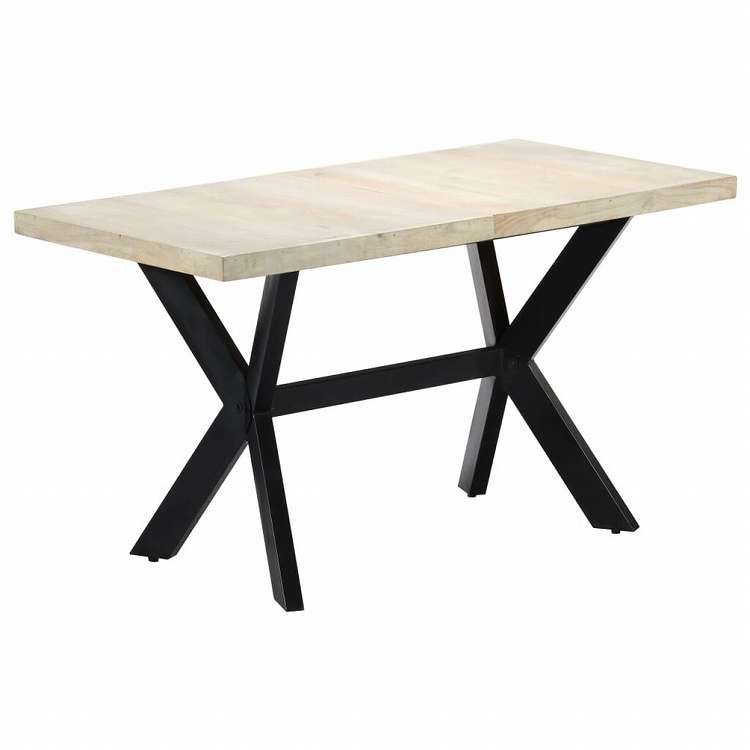 vidaXL ダイニングテーブル 140x70x75cm マンゴー無垢材 ブリーチ加工家具 テーブル キッチン・ダイニングルームテーブル(代引不可)|リコメン堂ホームライフ館