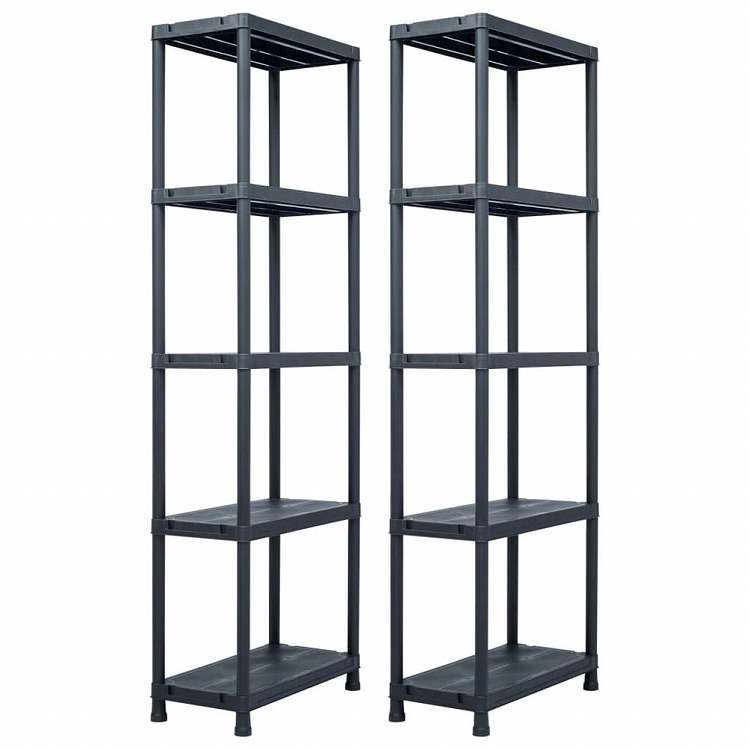 vidaXL 収納棚ラック 2個セット ブラック 125 kg 60x30x180 cm プラスチックビジネス&工業用 工業用収納 業務用収納棚(代引不可)|リコメン堂ホームライフ館