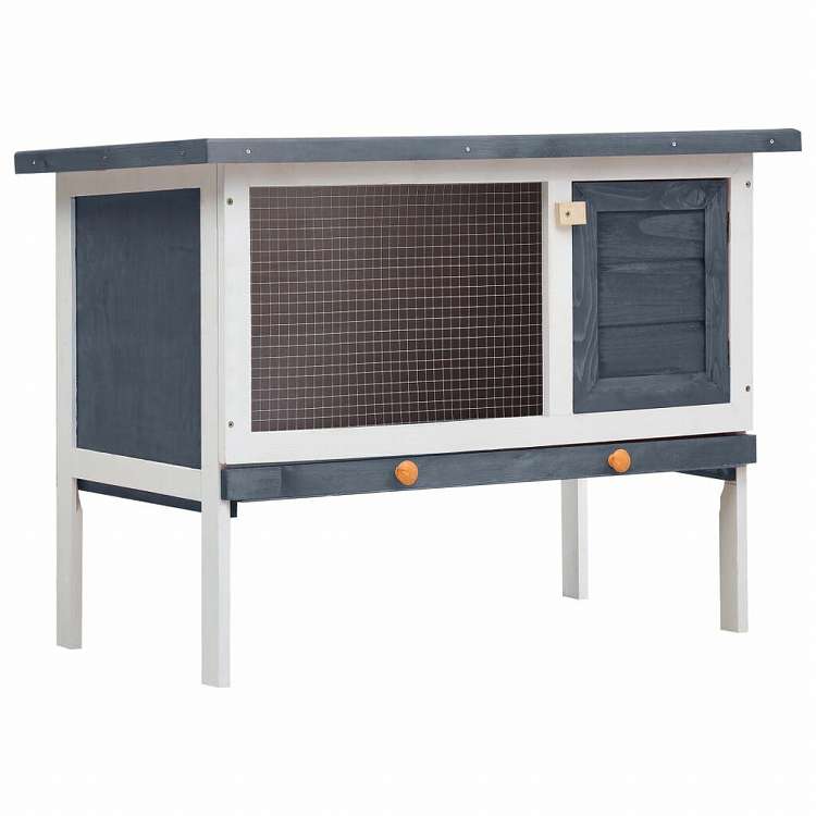 vidaXL 屋外うさぎ小屋 1層タイプ グレー 木製動物\u0026ペット用品 ペット用品 小動物用品 小動物 飼育・ケージ(代引不可)