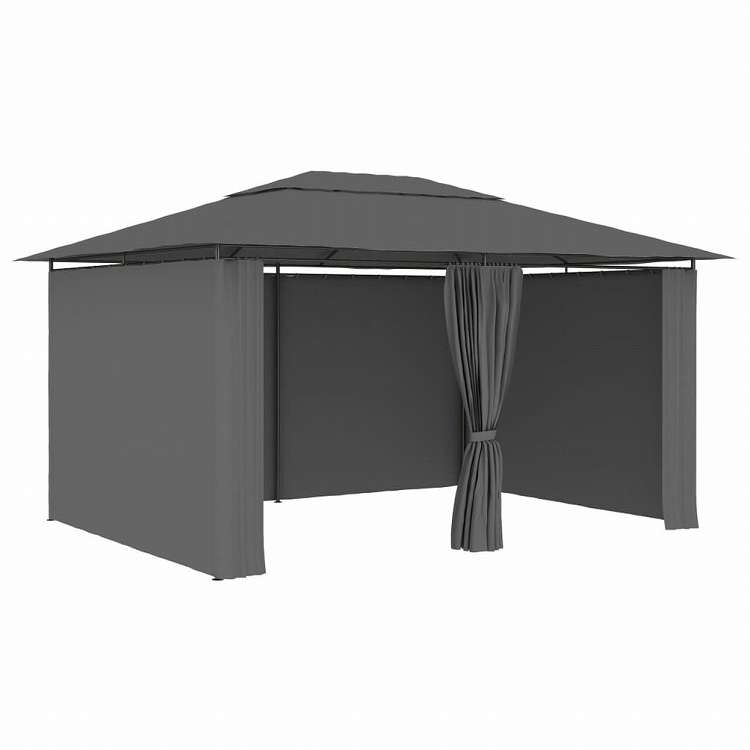 vidaXL ガーデンガゼボ風テント カーテン付き 4x3m アントラシートホーム&ガーデン 芝&ガーデン アウトドアリビング アウトドアストラクチャー キャノピー・ガゼボ(代引不可)|リコメン堂ホームライフ館