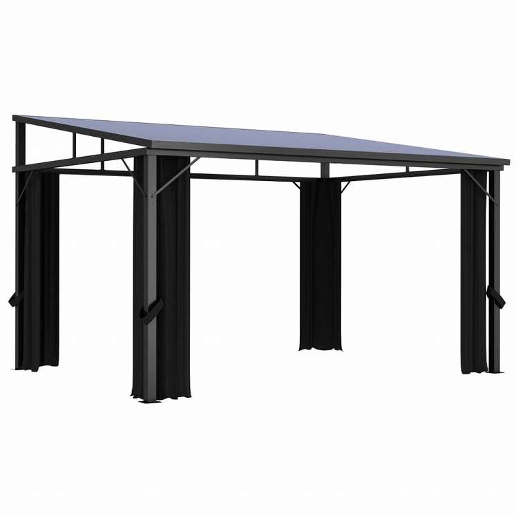 vidaXL ガゼボ カーテン付き 405x294x244 cm アントラシートホーム&ガーデン 芝&ガーデン アウトドアリビング アウトドアストラクチャー キャノピー・ガゼボ(代引不可)