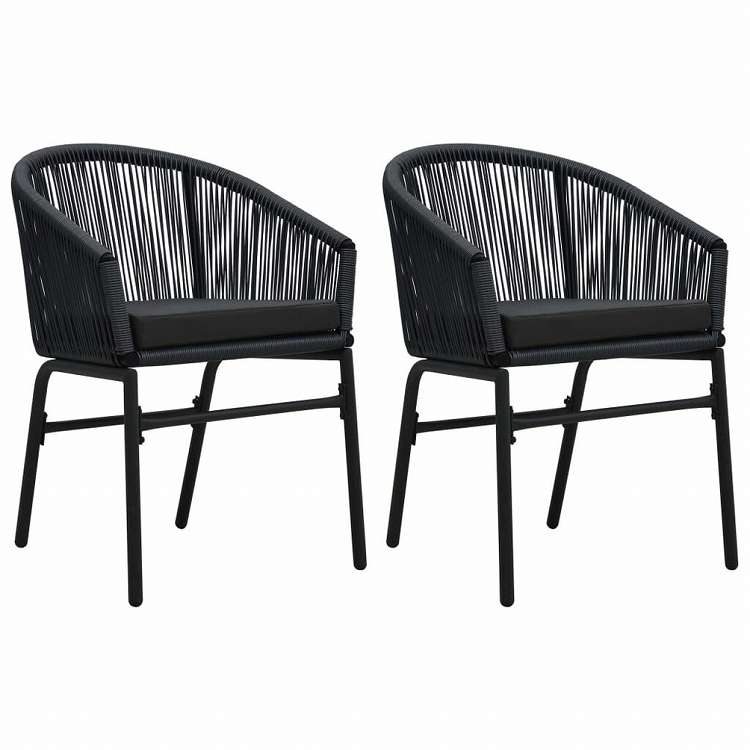 vidaXL ガーデンチェア 2点 PVC ラタン製 ブラック家具 アウトドア家具 屋外椅子 アウトドアベンチチェア(代引不可)