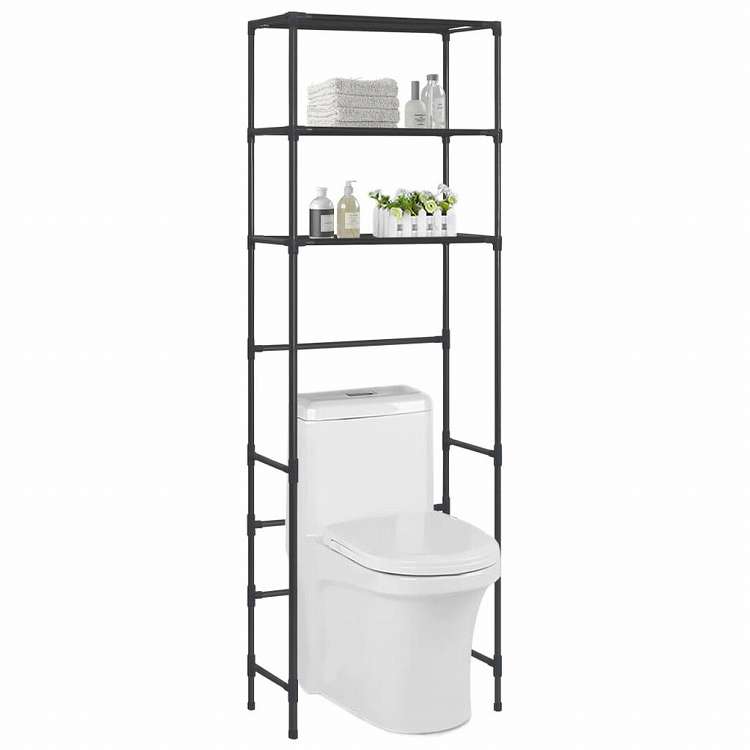 vidaXL トイレ上収納ラック 3段 ブラック 53x28x169cmホーム&ガーデン バスルーム用品 タオルラック・ホルダー(代引不可)