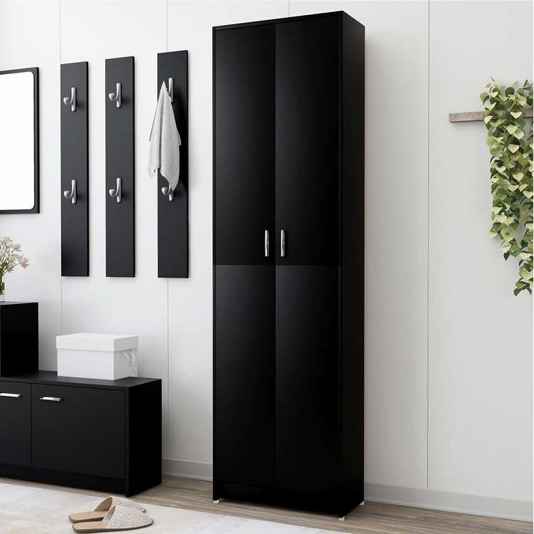 vidaXL 玄関用ワードローブ ブラック 55x25x189cm エンジニアリングウッド家具 キャビネット&収納 戸棚・ワードローブ(代引不可)｜リコメン堂ホームライフ館