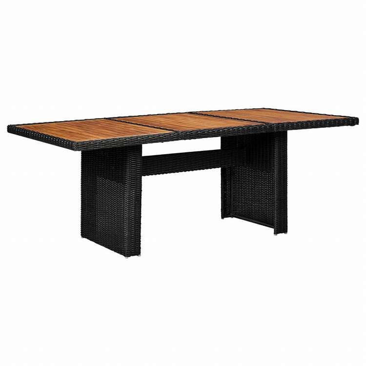 vidaXL ガーデンテーブル 200x100x74cm ポリラタン製 ブラック家具 アウトドア家具 アウトドアテーブル(代引不可)