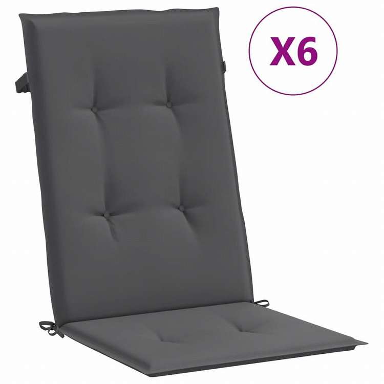 vidaXL ガーデン ハイバックチェア クッション 6点 アントラシート 120x50x3 cm ファブリックホーム&ガーデン デコレーション チェア・ソファクッション(代引不可)