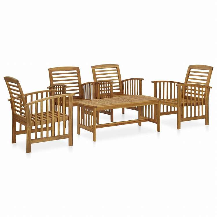 vidaXL ガーデンラウンジ5点セット アカシア無垢材 (310255+310256x2組)家具 アウトドア家具 屋外家具セット(代引不可)|リコメン堂ホームライフ館