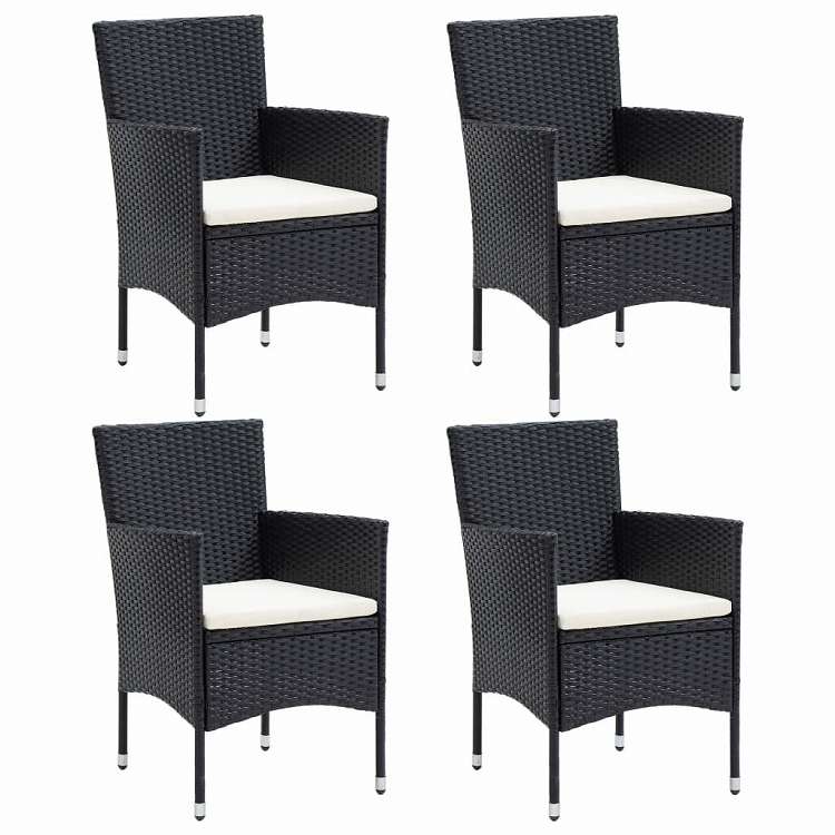 vidaXL ガーデンダイニングチェア 4点 ポリラタン製 ブラック 家具 アウトドア家具 屋外椅子 アウトドアベンチチェア|リコメン堂ホームライフ館