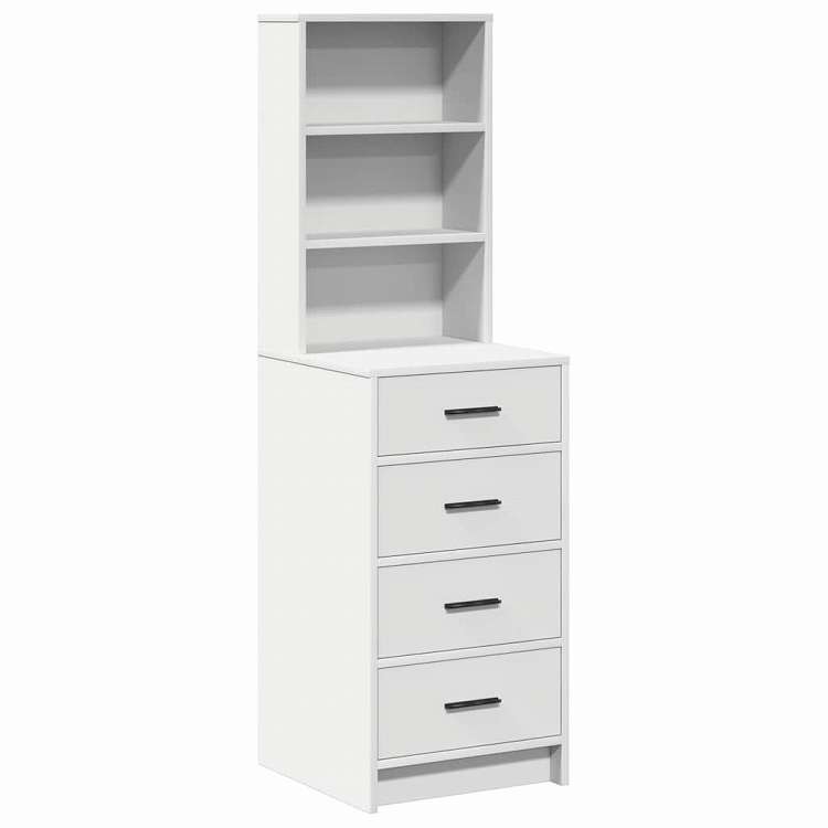 vidaXL ハイボード 引き出し付き ホワイト 40 x 41 x 135 cm エンジニアリングウッド 家具 キャビネット&収納 サイドボード|リコメン堂ホームライフ館