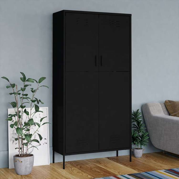 vidaXL 御召しもの社交ダンス 黒いこと 90x50x180 糎 スチール写真調度品 収納家具\u0026納める 収納家具・言葉衣装(代引不可)