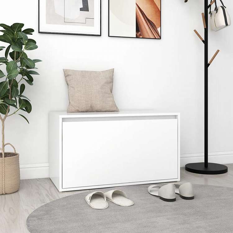 vidaXL ホールベンチ 80x40x45 cm ホワイト エンジニアリングウッド家具 ベンチ 倉庫・通路用ベンチ(代引不可)