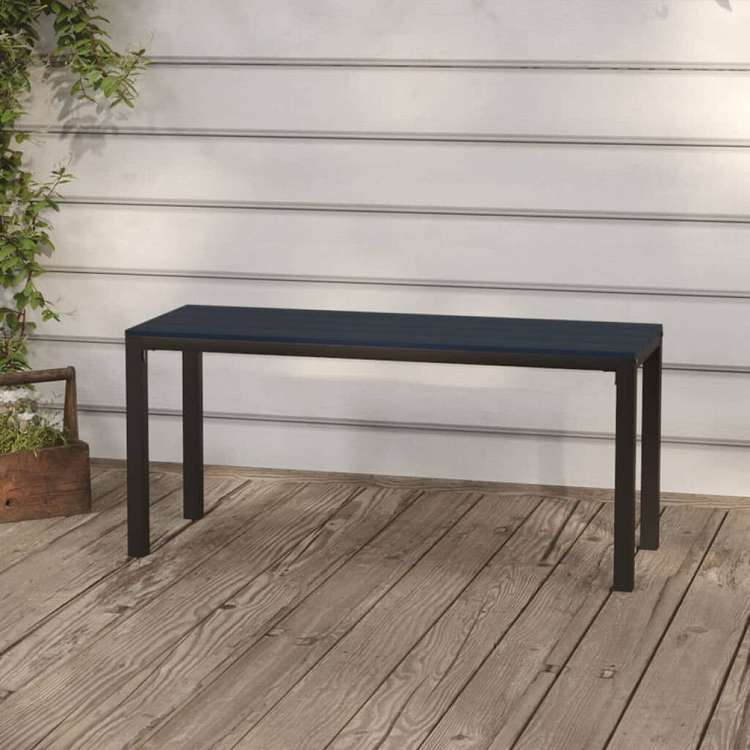vidaXL ガーデンベンチ 110 cm スチール&WPC ブラック家具 アウトドア家具 屋外椅子 アウトドアベンチ(代引不可)