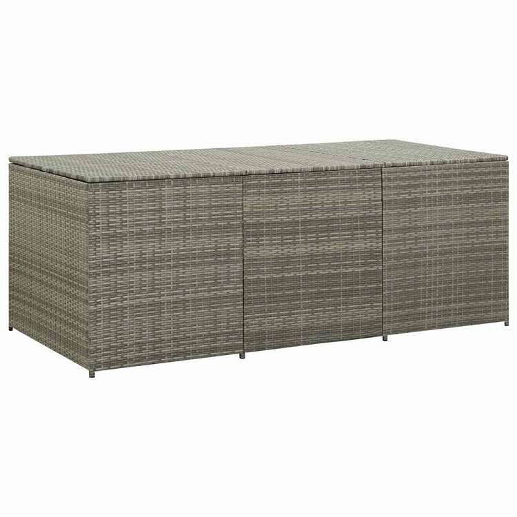 vidaXL ガーデン収納ボックス ポリラタン製 180x90x70 cm グレー 家具 アウトドア家具 屋外収納ボックス｜リコメン堂ホームライフ館