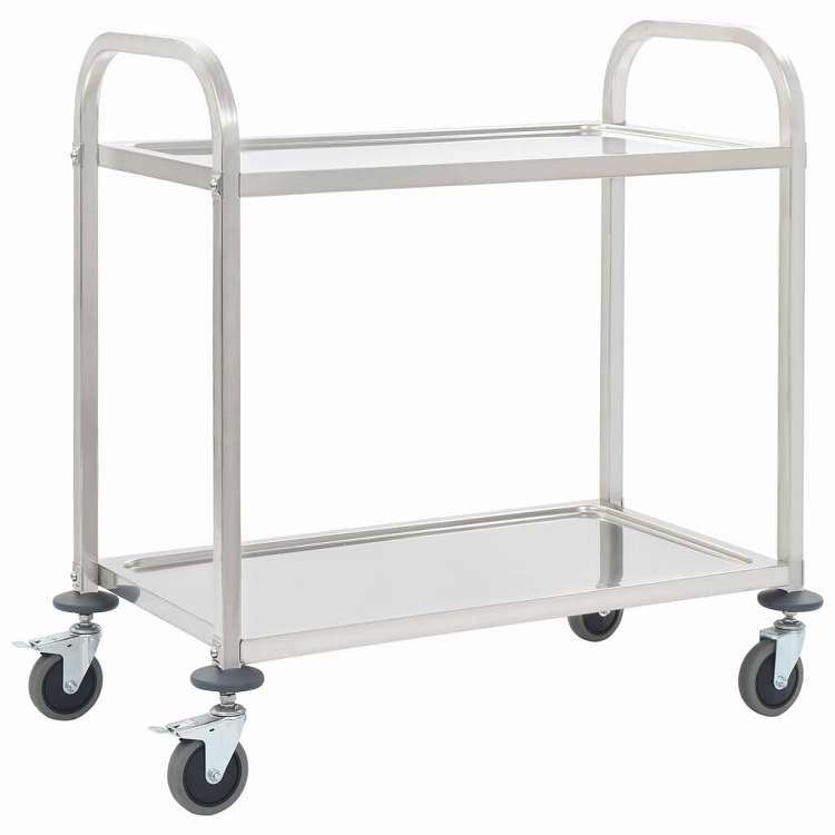 vidaXL 2段キッチンワゴン 96.5x55x90cm ステンレススチール製 家具 トローリー キッチン・ダイニング トローリー