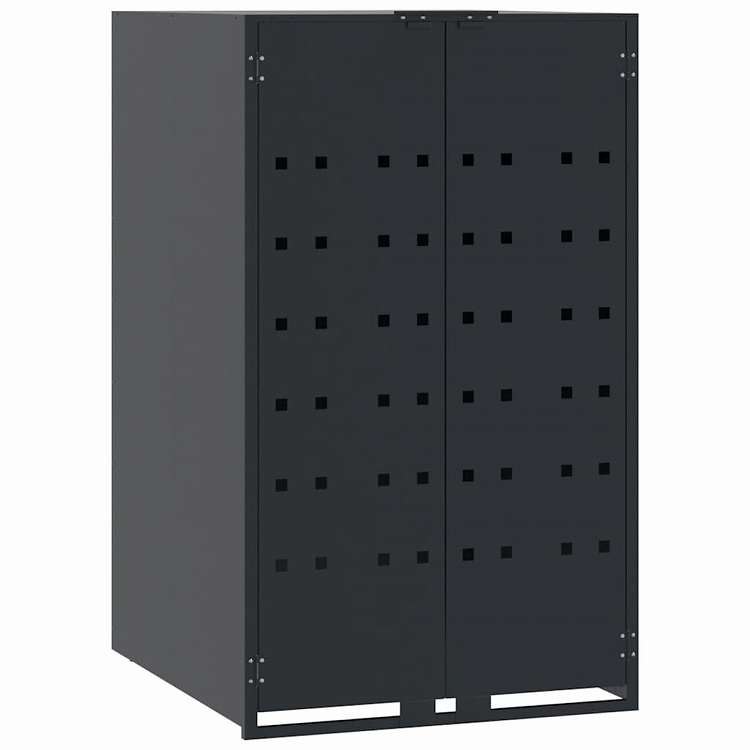 vidaXL ホイール付きビン収納 シングルビン用 アンスラサイト 69x79x117 cm スチール ホーム&ガーデン 家事用品 廃棄物処理用品 ごみ箱・廃棄物コンテナ用囲い