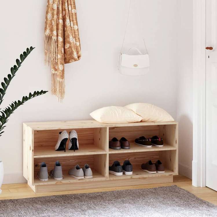 vidaXL シューズキャビネット 110x34x45 cm 無垢のパイン材ホーム&ガーデン 家事用品 収納&オーガナイザー 衣類・ワードローブ収納 シューズラック・整理収納(代引不可)
