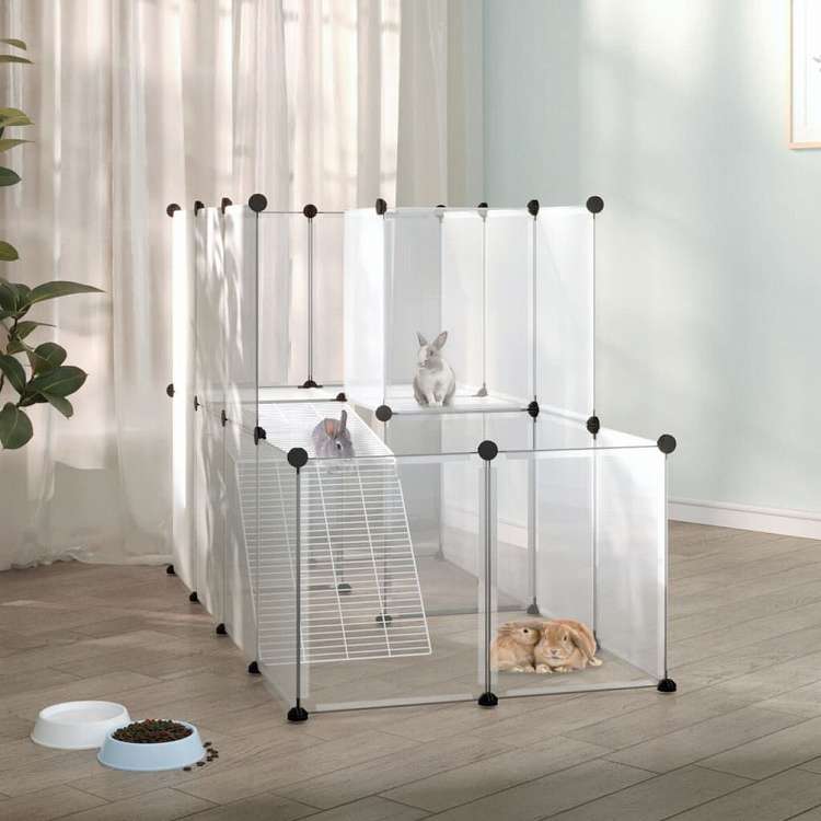 vidaXL 小動物ケージ 透明 124x74x93cm PP&スチール動物&ペット用品 ペット用品 小動物用品 小動物 飼育・ケージ(代引不可)