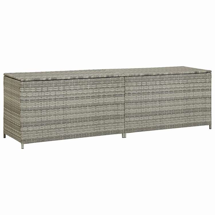 vidaXL ガーデン収納ボックス ポリラタン製 200x50x60 cm グレー 家具 アウトドア家具 屋外収納ボックス｜リコメン堂ホームライフ館