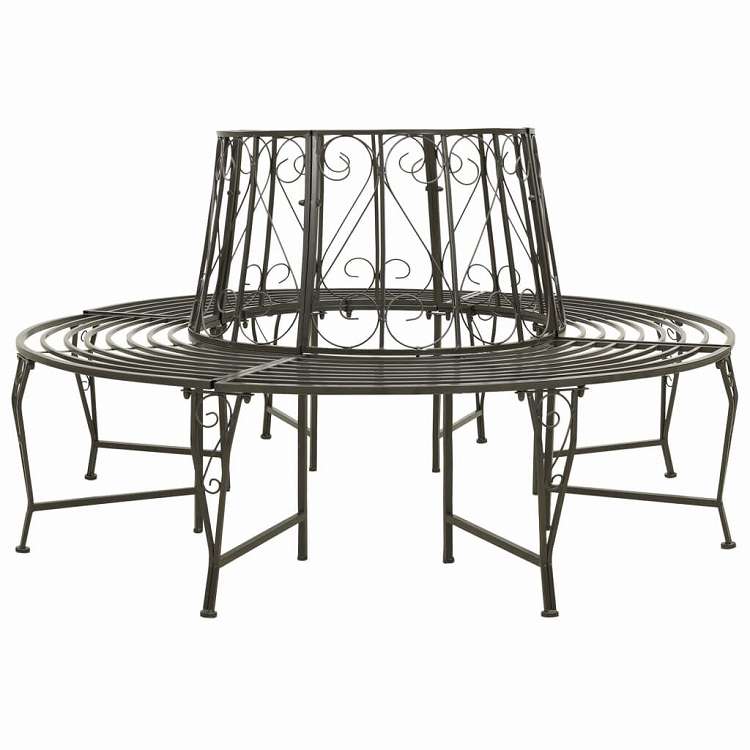 vidaXL ガーデンツリーベンチ 160cm スチール製 家具 アウトドア家具 屋外椅子 アウトドアベンチ(代引不可)