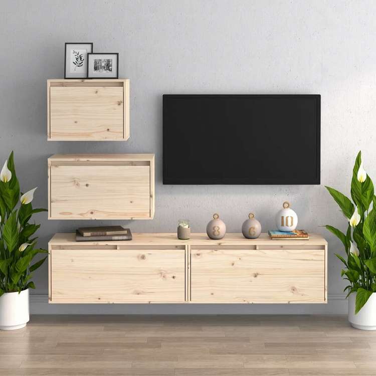 vidaXL テレビ受像機収納家具 4点 純乎たるのパイン材 (813435+813445+813456)調度品 AV仕合わせ・テレビ受像機台(代引不可)
