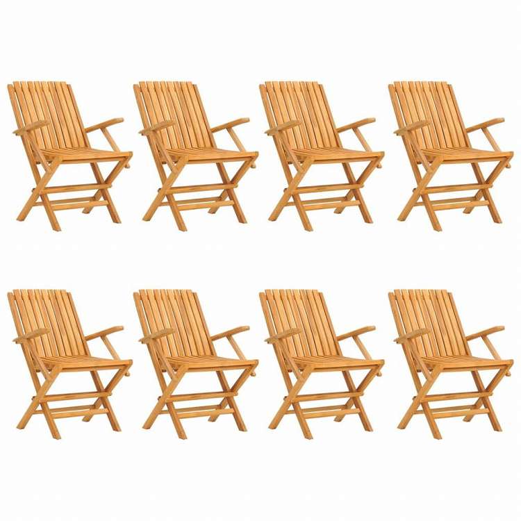 vidaXL 折りたたみガーデンチェア 8点 61x67x90 cm チーク無垢材家具 アウトドア家具 屋外椅子 アウトドアベンチチェア(代引不可)