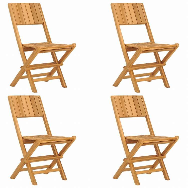 vidaXL 折りたたみガーデンチェア 4点 47x61x90 cm チーク無垢材家具 アウトドア家具 屋外椅子 アウトドアベンチチェア(代引不可)｜リコメン堂ホームライフ館