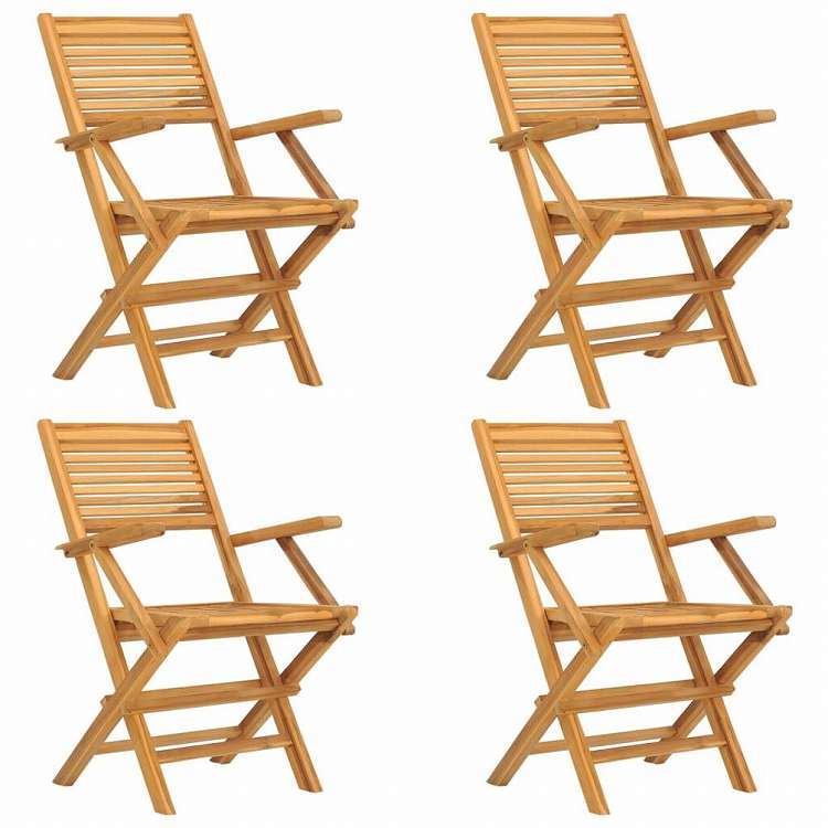 vidaXL 折りたたみガーデンチェア 4点 55x62x90 cm チーク無垢材家具 アウトドア家具 屋外椅子 アウトドアベンチチェア(代引不可)