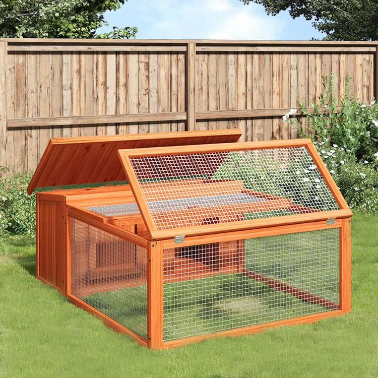 vidaXL ラビットハッチ ブラウン 117,5x97x47,5cm パイン無垢材Animals \u0026 Pet Supplies ペット用品 小動物用品 小動物 飼育・ケージ(代引不可)