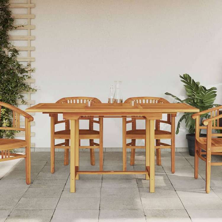 vidaXL 伸長式ガーデンテーブル 110-160x80x75cm チーク無垢材家具 アウトドア家具 アウトドアテーブル(代引不可)
