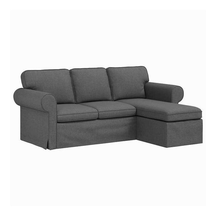 vidaXL ソファ ダークグレー 215 x 138 x 80 cm 布 家具 ソファ(代引不可)
