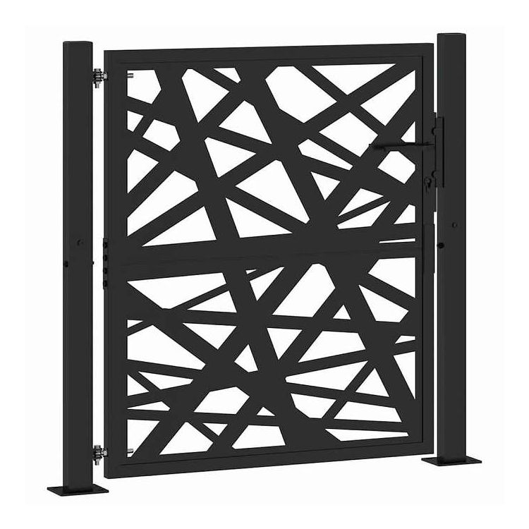 vidaXL ガーデンゲート ブラック 100x100 cm スチールライトデザイン ハードウェア フェンス&バリア ゲート(代引不可)【送料無料】