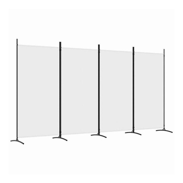 vidaXL 4パネルルームディバイダー ホワイト 346x180 cm ファブリック 家具 間仕切り(代引不可)【送料無料】