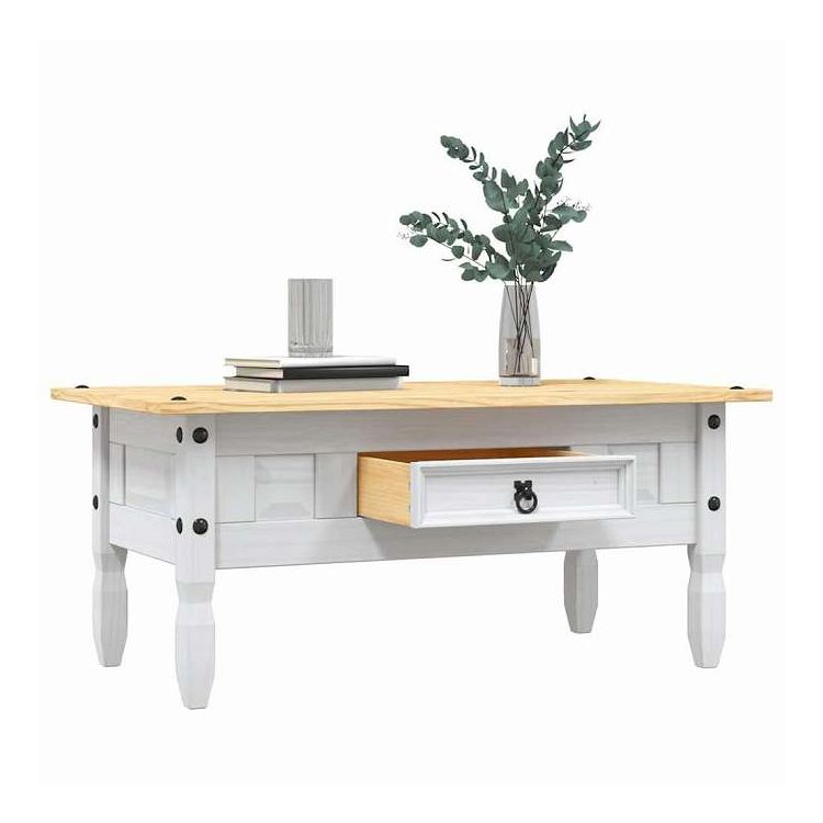 vidaXL コーヒーテーブル メキシコ産パインウッド コロナシリーズ ホワイト 100x55x45 cm 家具 テーブル アクセントテーブル コーヒーテーブル(代引不可)【送料無料】
