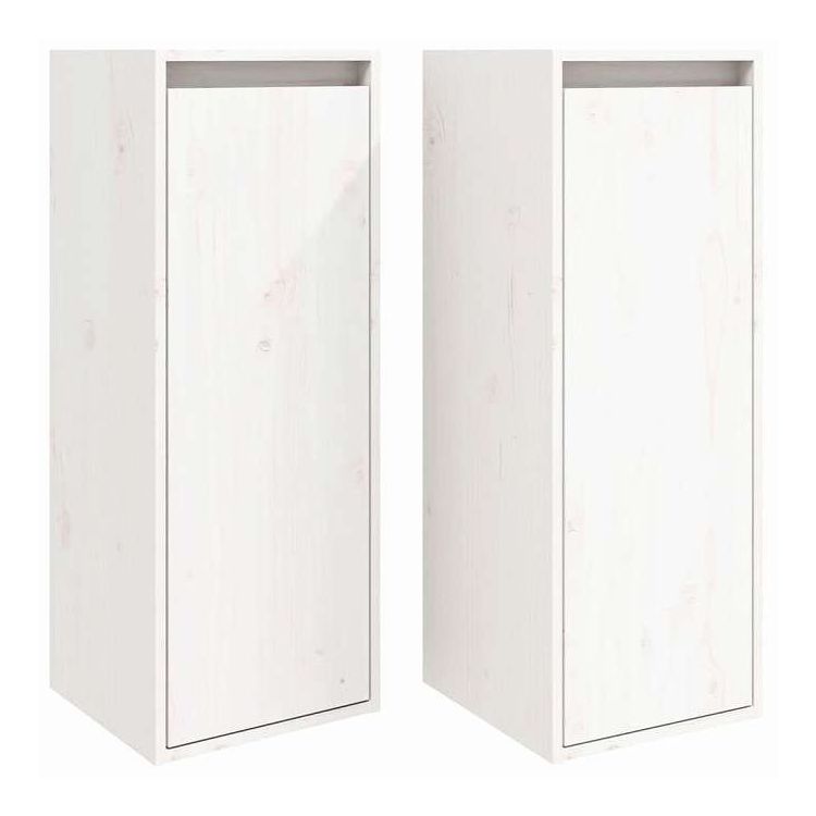 vidaXL ウォールキャビネット 2個 ホワイト 30x30x80 cm 無垢材 パイン材 家具 棚 壁面収納棚・壁面ラック(代引不可)|リコメン堂ホームライフ館