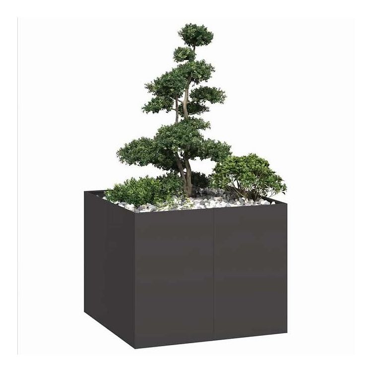 vidaXL プランター ブラック 100x100x80 cm スチール ホーム&ガーデン 芝&ガーデン ガーデニング 鉢植え・プランター(代引不可)｜リコメン堂ホームライフ館