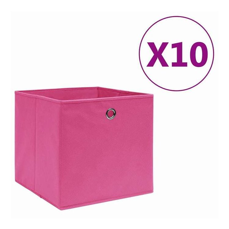 vidaXL 収納ボックス 10点 不織布 28x28x28cm ピンク ホーム&ガーデン 家事用品 収納&オーガナイザー 家庭用品収納ボックス(代引不可)【送料無料】