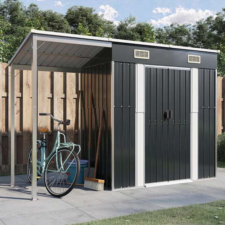 vidaXL ガーデン小屋 拡張屋根付き アントラシート 277x110.5x181 cm スチール製ホーム&ガーデン 芝&ガーデン アウトドアリビング アウトドアストラクチャー 日除け・ガレージ・カーポート(代引不可) 26,348円
