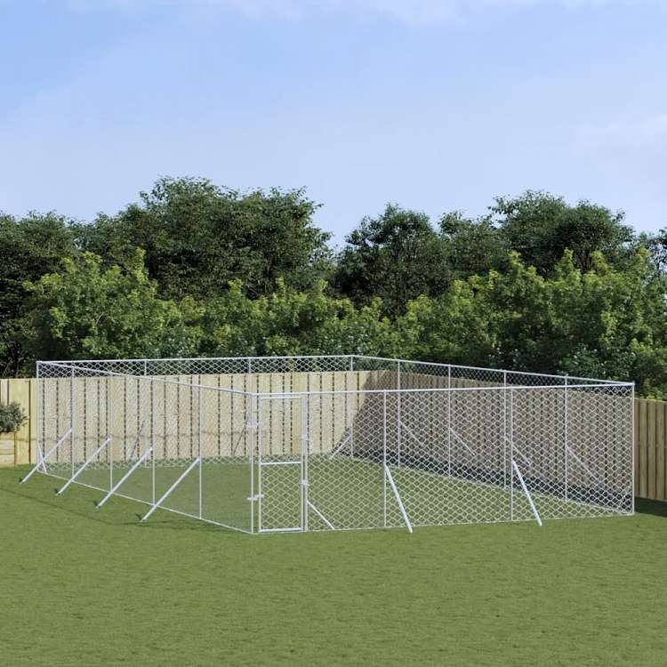 vidaXL 屋外用犬小屋 シルバー 6x10x2m 亜鉛メッキ鋼製動物&ペット用品 ペット用品 犬用品 犬小屋・ドッグラン(代引不可)｜リコメン堂ホームライフ館