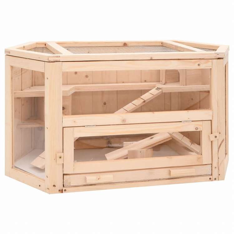 vidaXL ハムスターケージ 80x40x43cm モミ無垢材動物\u0026ペット用品 ペット用品 小動物用品 小動物 飼育・ケージ(代引不可)