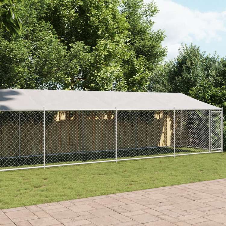 vidaXL 犬用ケージ ルーフ&ドア付き グレー 10x2x2 m 亜鉛メッキ鋼動物&ペット用品 ペット用品 犬用品 犬小屋・ドッグラン(代引不可)