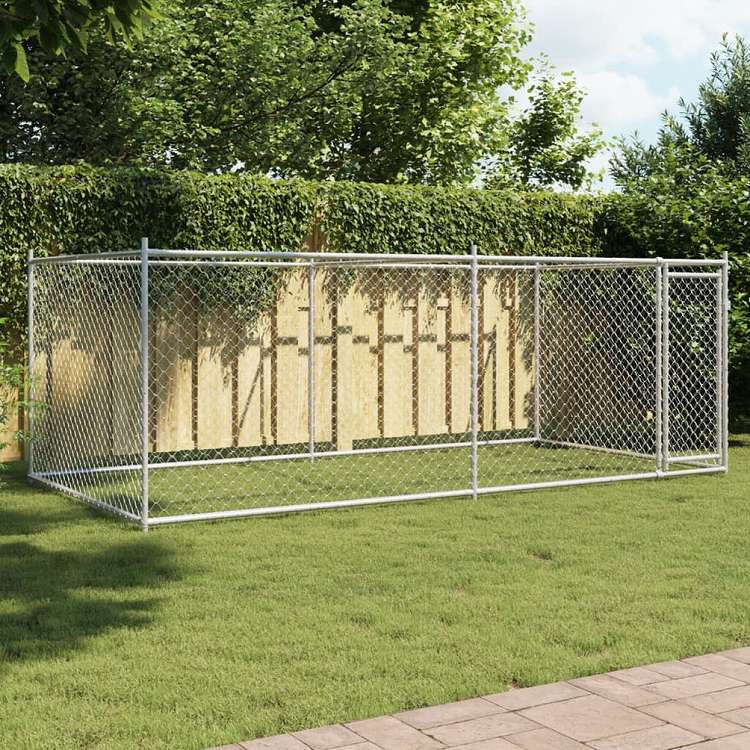 vidaXL 犬用ケージ ドア付き グレー 4x2x1.5 m 亜鉛メッキ鋼動物&ペット用品 ペット用品 犬用品 犬小屋・ドッグラン(代引不可)