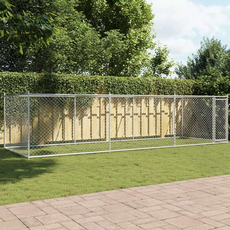 vidaXL 犬用ケージ ドア付き グレー 6x2x1.5 m 亜鉛メッキ鋼動物&ペット用品 ペット用品 犬用品 犬小屋・ドッグラン(代引不可)