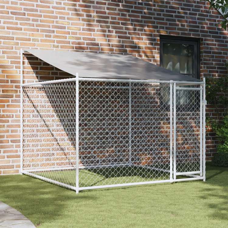 vidaXL 犬用ケージ ルーフ&ドア付き グレー 2x2x2 m 亜鉛メッキ鋼動物&ペット用品 ペット用品 犬用品 犬小屋・ドッグラン(代引不可)